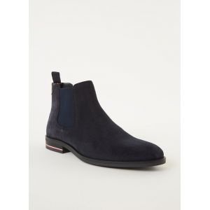 Tommy Hilfiger Boots Signature Hilfiger Suede Chelsea - Couleur 40,41,42,43,44,45,46 - Taille Bleu