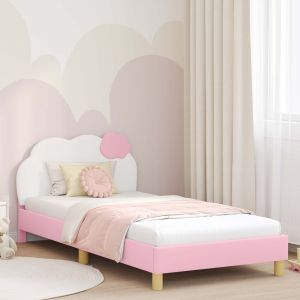VidaXL Cadre De Lit Pour Enfants Avec T&ecirc;te De Lit Rose 90 X 190 Cm Pu