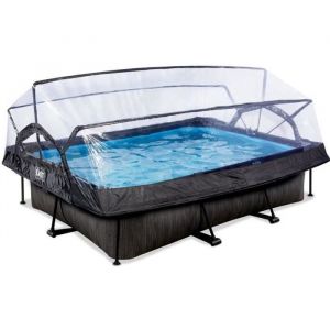 Image de Exit Toys Piscine couverte Black Wood 300x200x65cm avec pompe filtrante - noir