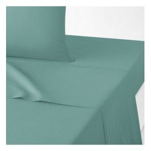 Drap plat uni en polycoton, Scenario Bleu Couleur Bleu Taille 240 x 290 cm