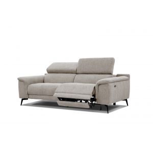 Canapé droit 3 places XXL avec relax électrique côté droit tissu taupe - FIERO