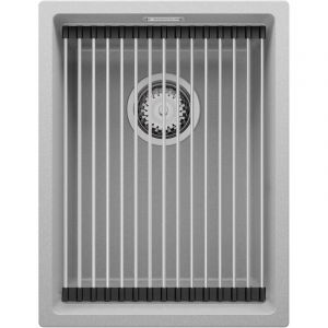 Image de Evier Cuisine Gris 36x47cm, 1 bac + Kit de Vidage + Accessorie, Evier a Encastrer au meuble 40cm, Prague Slim de Primagran