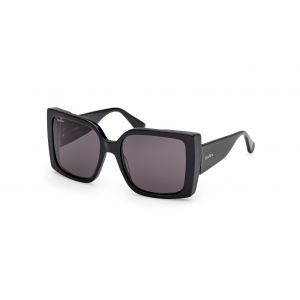 Max Mara Femme MM0131 HINGE 01A Lunettes de soleil Acétate Noir Fumée Carré Normale