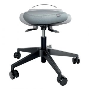 Leitz Ergo Active tabouret ergonomique sur roulettes, hauteur réglable (47–60cm) : Coussin mousse double densité, selle ergonomique pour bureau, télétravail, pros, loisirs, gamme Ergo, noir, 65770095