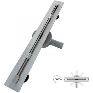 DEKI Caniveau de douche italienne slim L.60 cm acier inoxydable avec siphon 360&deg;, drainage performant
