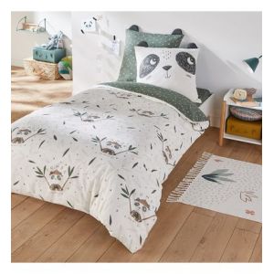 Housse de couette coton, Panda Mania Vert Couleur Vert Taille 140 x 200 cm