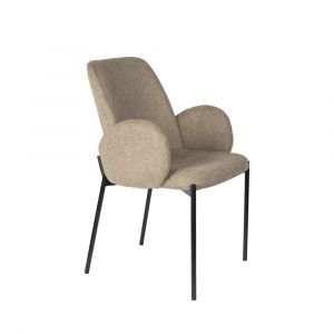 DRAWER Lot de 2 fauteuils de table en tissu et métal - Taupe