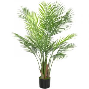Homcom Palmier artificiel - plante artificielle H.120cm - 4 pieds 22 feuilles grand réalisme - pot inclus