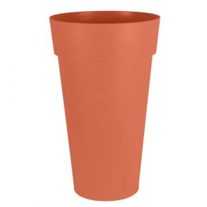 Eda Plastiques Pot de Fleur Vase Haut XXL Toscane &Oslash; 48 cm - Volume 90 L - &Oslash; 48 x H.80 cm - Orange Terre Battue