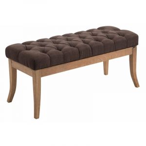 CLP Banc Ramses tissu pieds antique clair marron 100 cm