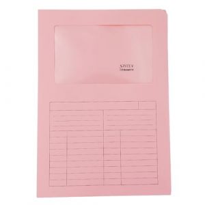 Blasetti Porte-documents avec fenêtre - SINTEX ROSE classeur de documents pour bureau, format A4, lot de 50 pièces, papier coloré 120 g, ouvert sur deux côtés