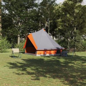 Tente familiale tipi grise et orange pour 8 personnes imperm&eacute;able