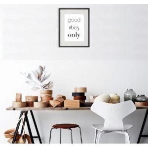Shot Cadre Photo Good vibes only 30x40cm avec P e Partout Tableau Bois Verre (NOIR)