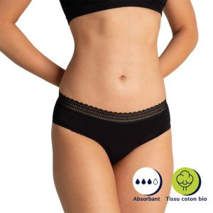 Athena Slip pour les règles femme noir en coton