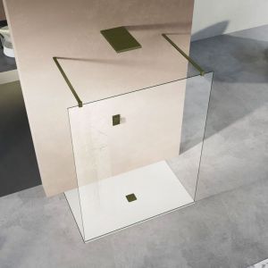 Paroi de douche à l'Italienne avec entrée des deux cotés Paroi de douche avec 2 barres de fixation de couleur Bronze 140x200 - Grand Verre