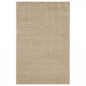 Dezenco Tapis salon et chambre 80x150 beige rectangle tiss&eacute; motif g&eacute;om&eacute;trique cerotea