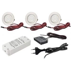 Spots encastrables JungesLicht Lot de 3 Acier inoxydable bross&eacute; LED 2W