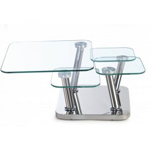 Image de Inside75 Table basse EGO 4 plateaux pivotants en verre - transparent