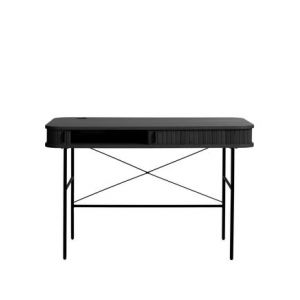 DRAWER Bureau 2 portes aux angles arrondis en bois et métal L120cm - Alicia - Couleur - Noir