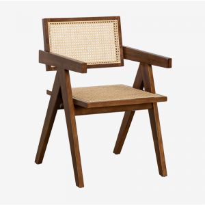 Chaise de Salle à Manger avec Accoudoirs en Rotin Style Lali SKLUM Bois Foncé