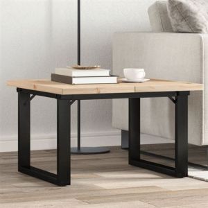 VidaXL Table basse cadre en O 70x70x40,5cm bois de pin massif et fonte, table d'appoint, table de salon, table latérale, bout de canapé