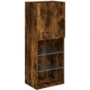VidaXL Meuble TV avec lumières LED chêne fumé 40,5x30x102 cm
