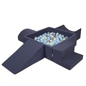 Aire De Jeux En Mousse Avec Carré Piscine à Balles (300 Balles) Pour Enfants, Bleu Foncé:Perle/Gris/Transparent/Babyblue/Menthe - bleu