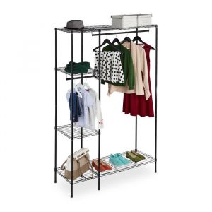 Relaxdays Armoire à vêtements ouverte - 4052025315344 - Métal - Noir - 2 porte(s) - 2 tiroir(s)