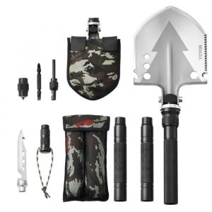 VEVOR Pelle de Survie Pliante, Pelle de Camping multifonctionnelle 11 en 1, Pelle Tactique compacte Portable de qualité Militaire, pour Tout-Terrain, Camping, randonnée, extérieur, Survie, Urgence