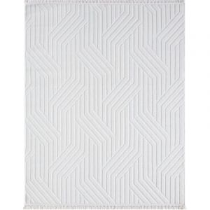 The Deco Factory Tapis &Agrave; Relief G&eacute;om&eacute;triques Moderne Blanc 120x180