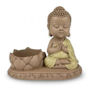 Zen Light Statue Bougeoir CH03 - Figurine inspirante et Zen - Porte-Bonheur Positivit&eacute; Concentration - Porte Bougie Photophore- Id&eacute;e Cadeau Mignonne et Spirituelle -H 11,5 cm &ndash; Zen&rsquo;Light