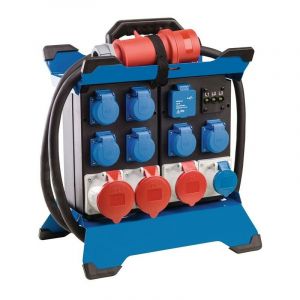 AS - Schwabe Distributeur de courant portable STECKY Duo fiche + 8 prises Schuko + 2 prises CEE + 2 ports USB - Bo&icirc;te de distribution &eacute;lectrique mobile - Bo&icirc;te de distribution int&eacute;rieure et ext&eacute;rieure