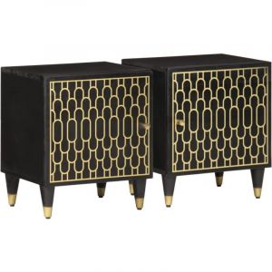 VidaXL Tables de chevet 2 pcs 40x33x46 cm Bois de manguier solide, armoire, meubles de chambre, support t&eacute;l&eacute;phonique, armoire d'appoint, table de nuit