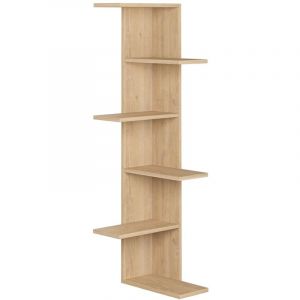 Pegane Etagère murale, bibliothèque coloris chêne cambrian - longueur 37 x profondeur 24 x hauteur 141 cm -