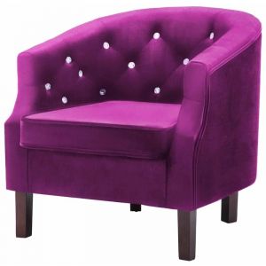 Image de Fauteuil chaise siège lounge design club sofa salon avec revêtement en velours violet Violet