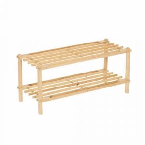 Meuble à chaussures en bois de sapin coloris naturel - Longueur 64 x Profondeur 26 x Hauteur 29,50 cm