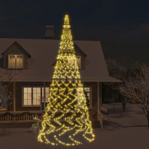 VidaXL Sapin de No&euml;l sur m&acirc;t de drapeau 3000 LED Blanc chaud 800 cm