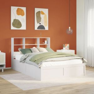 VidaXL Cadre de lit sans matelas blanc 120x190 cm bois de pin massif, lit, cadre de lit en bois massif, meuble de chambre à coucher