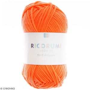 Rico Design Coton RICORUMI NEON FLUO pour Amigurumi, mini pelote 25g N01 Orange
