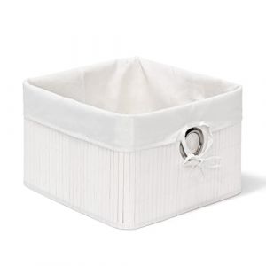 Relaxdays Corbeille, Lot de 2, Panier de Rangement, Housse Amovible, poign&eacute;e, Bo&icirc;te &eacute;tag&egrave;re Armoire, HxLxP 20 x 31 x 31 cm, Blanc
