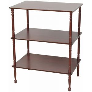 D&eacute;coshop26 &Eacute;tag&egrave;re sur pieds meuble de rangement 3 niveaux en MDF et bois massif couleur cerisier ETA05041
