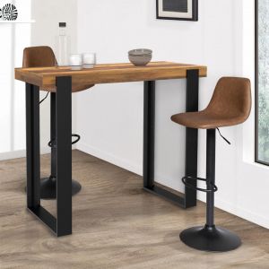 Idmarket Table haute de bar PHOENIX bois foncé effet vieilli et noir 113 cm
