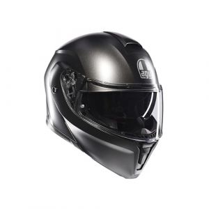 AGV Streetmodular ECE 22-06 Mono, Casque De Moto Modulable Homologué ECE 22-06 P/J avec Pare-Soleil, Gris Asphalte Mat, L