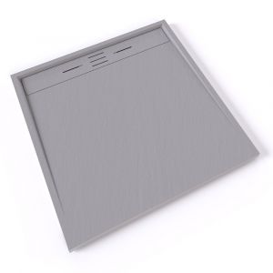 HIEMAL Receveur de douche 100 x 100 cm r&eacute;sine Gris aspect ardoise + bonde incluse - Salle de bain