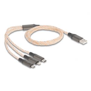 Delock USB-A RGB vers USB-C/microUSB/Lightning 2.0 - 1.2 m