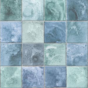 Superfresco Easy Papier Peint Intiss&eacute; Dalles 1005 x 52cm Vert, Bleu