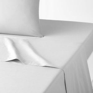 Drap plat uni en polycoton, Scenario Gris Perle Taille 180X290 cm;240X290 cm;270X290 cm
