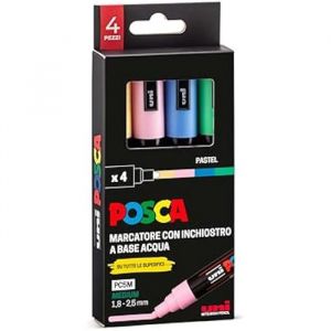 Posca Uni Set avec marqueurs acryliques pointe ronde 1,8-2,5 mm, couleurs pour tissus, bois, verre et autres, marqueurs aquarellables Uni professionnels et papeterie, résistants à