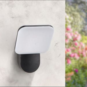 M Ledme - Applique murale LED Mirror 10W pour extérieur, lumière chaude 3000 K, 920 lumens, étanche IP54, finition noire moderne, éclairage décoratif pour jardin, façade ou terrasse