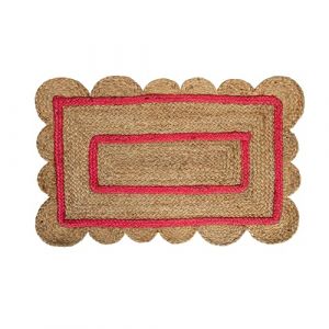 Fisura Paillasson en Jute 70 x 45 cm. Tapis de Porte au Design Moderne. Paillasson pour int&eacute;rieur ou ext&eacute;rieur. Paillasson Moderne Original. Paillasson Rose en Jute.